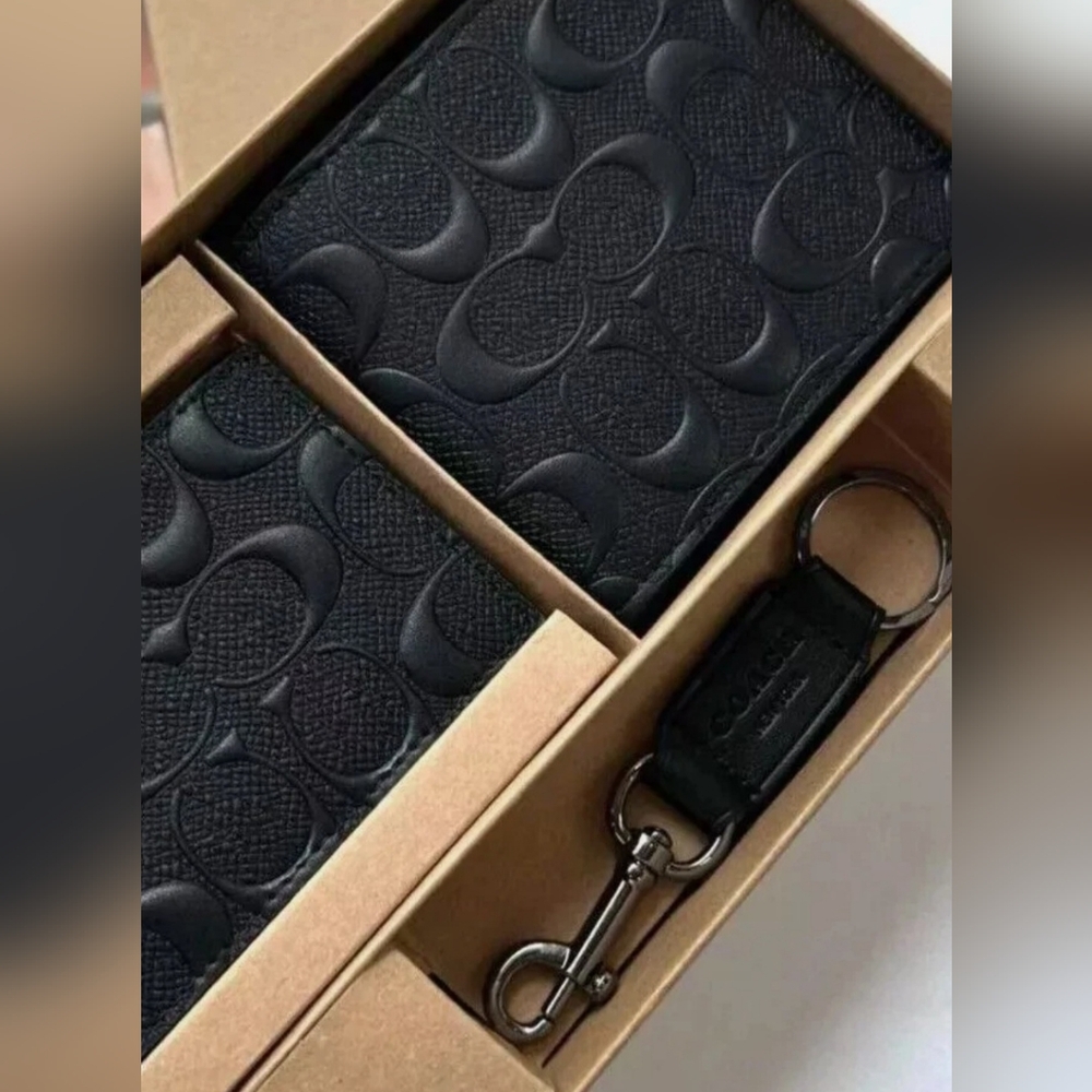 ▪︎New, In Box! COACH Leather Embossed Signature Men's 3 in 1 Wallet Gift Set - Picture 8 of 8
